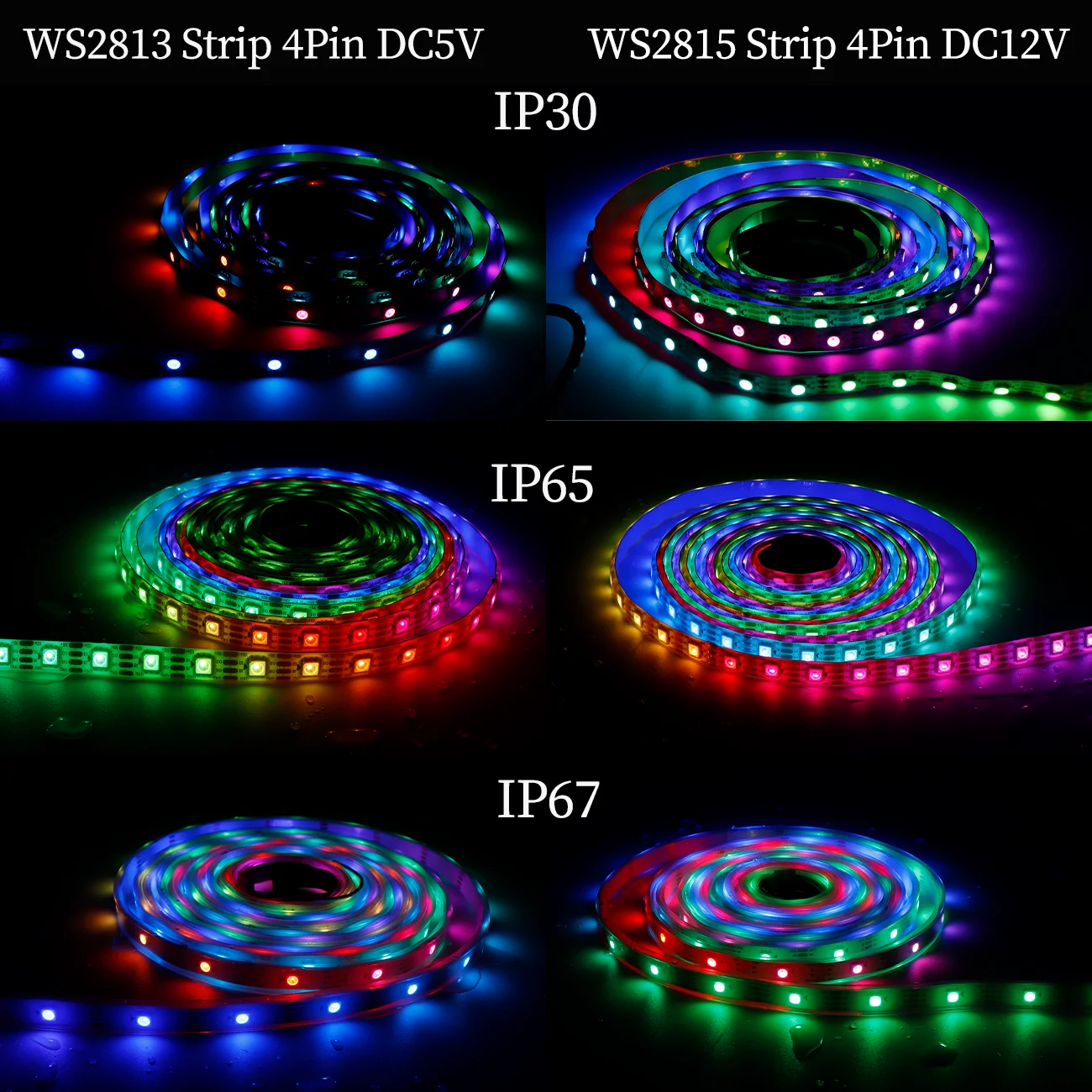 WS2812B WS2811 WS2813 WS2815 Taśma LED 30/60/144/Leds/m RGBIC pełnokolorowe ściemnialne elastyczne diody led do dekoracji wnętrz