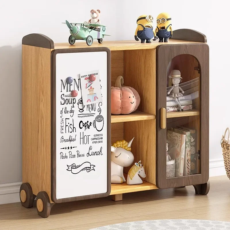 Children's combination bookshelf, simple solid wood multi-layer board, environmentally friendly cartoon storage cabinet