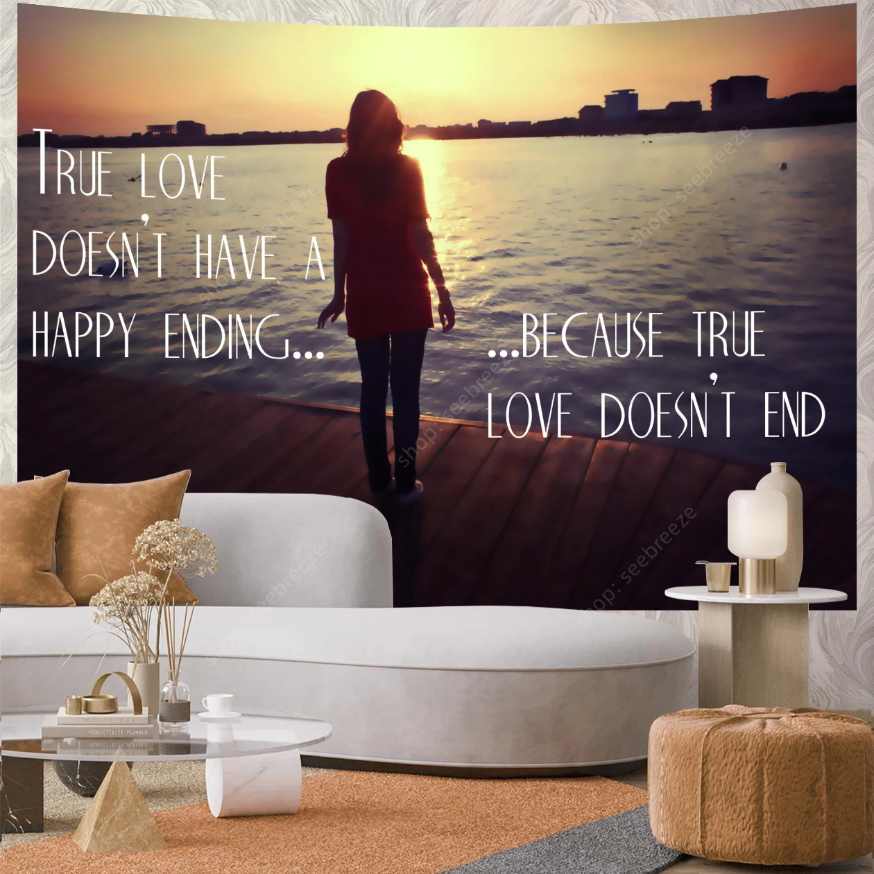 Artistic Love Tapestry Love Motto Poster Wall Hanging for  Room Decor Accessories Boho Home Dormitory Wall Decor Gift for Friend