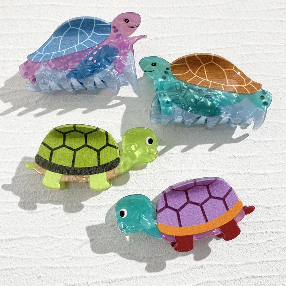 Fashion Plastic Cartoon Ocean Series Turtle Headwear Temperament Non-slip Thick Hair Accessories Claw Clip For Women Girls