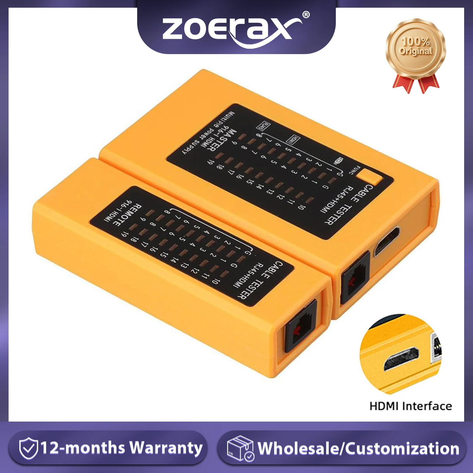 Testador de cabo ZoeRax 2 em 1, testador de cabo digital HDMI, testador de cabo de rede RJ45, testador Ethernet verificador detector de cabo LAN