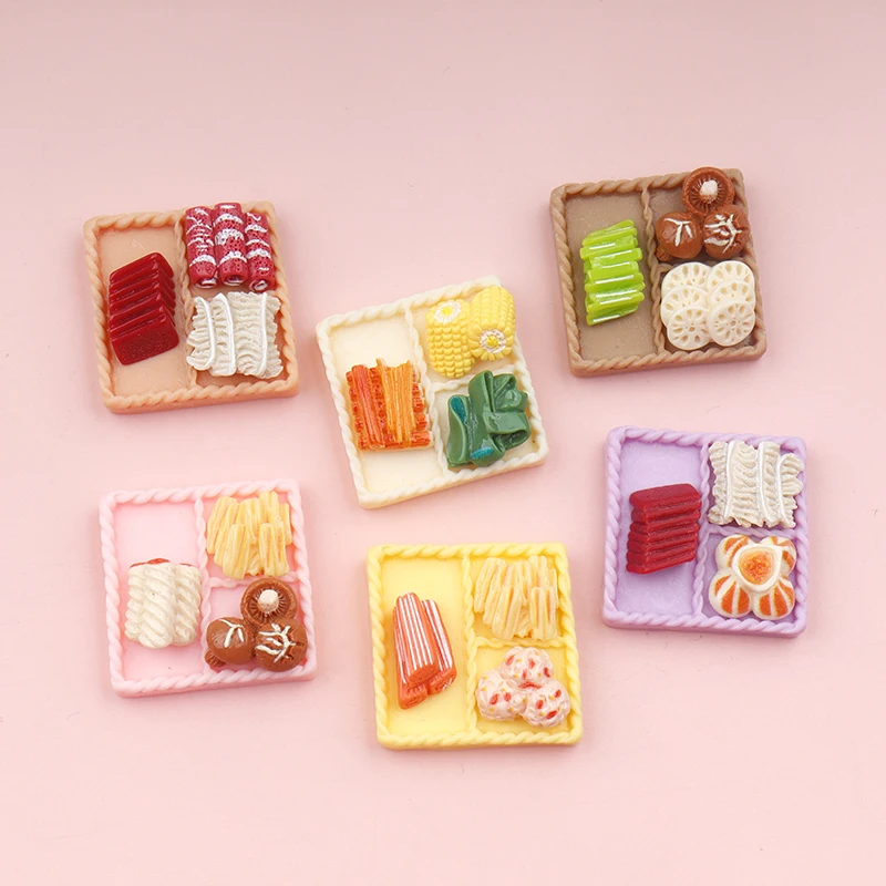 10/100PCS Shiny Square Plate Series Miniature Flat Back Resin Cabochons Dollhouse Scrapbooking DIY Home Decor Craft Accessories