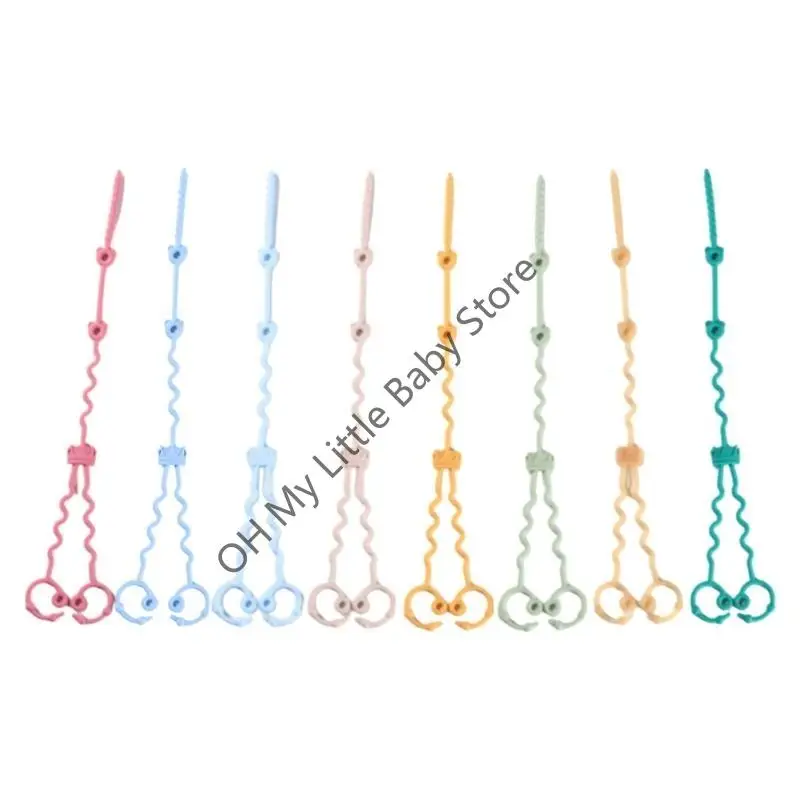 

M76C Baby Gear Toy Strap Silicone Tether 1 Drag 2 Design for Strollers Car Cribs Multi Color Safety Strap