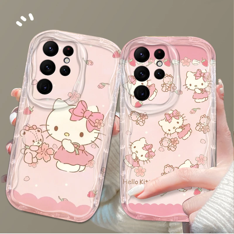 Funda de teléfono con dibujos animados de Hello Kitty para Samsung Galaxy S25 S24 Ultra S23 S22 S21 S20 Plus FE A56 A36 A26 A17 A07 funda de silicona