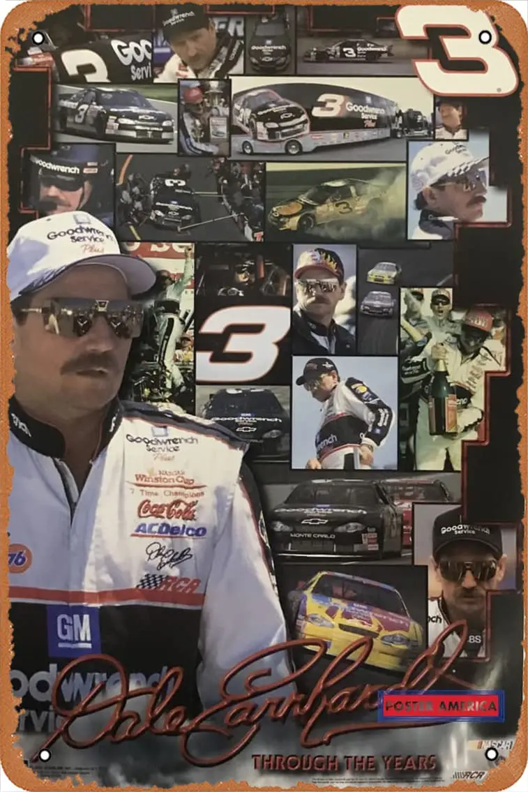 Metal sign Dale Earnhardt Through The Years 2001 Collage Poster Metal Sign Wall Decor Garage Shop Bar Living Room Wall Art  sign