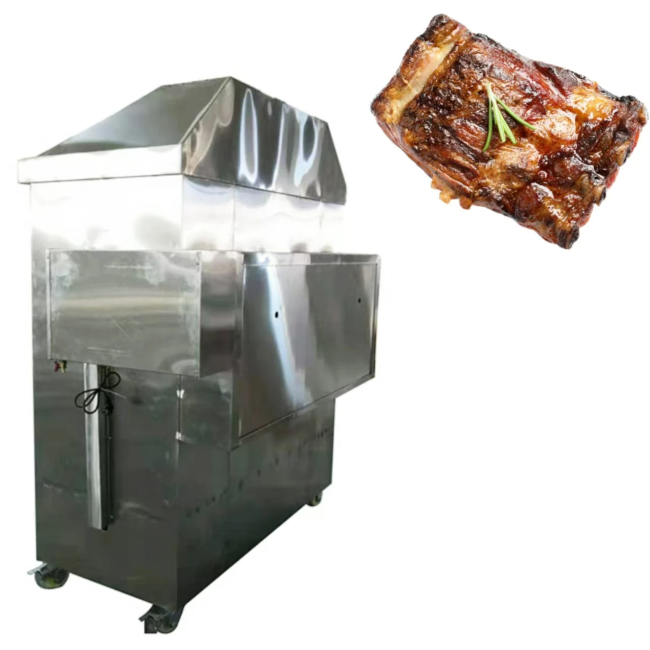 Práctica máquina de parrilla de pollo a carbón, máquina de Churrasco brasileña, máquina de parrilla de Churrasco brasileño