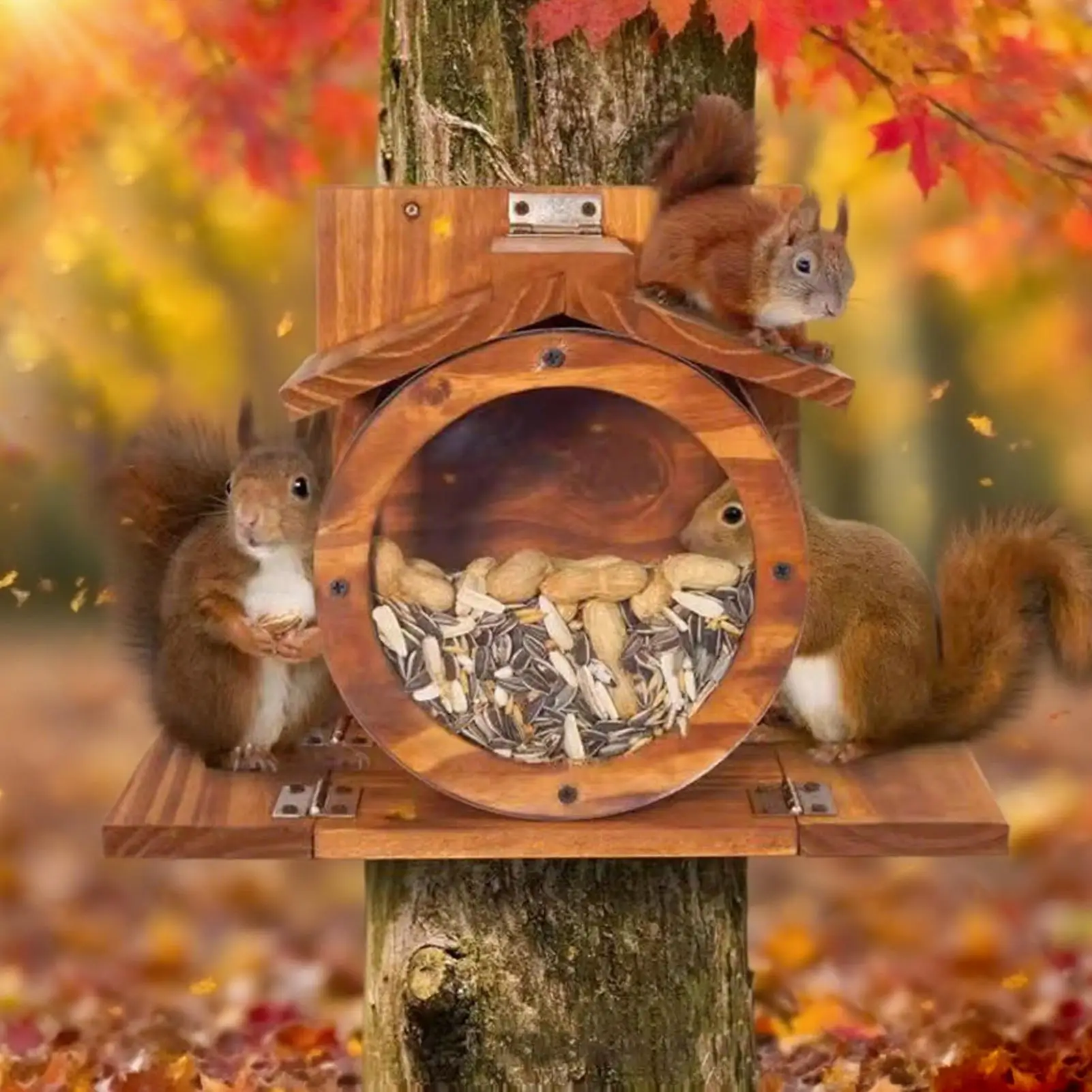 

Squirrel Feeders For Outdoors Wooden Squirrel Feeding House With Ventilation Holes Weatherproof Box For Cob Corn Nut Hay Food