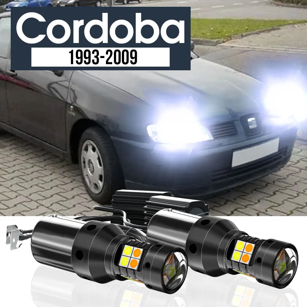 

2pcs LED Dual Mode Turn Signal+Daytime Running Light Blub DRL Canbus Accessories For Seat Cordoba 6K 6L 1993-2009 2005 2006 2007