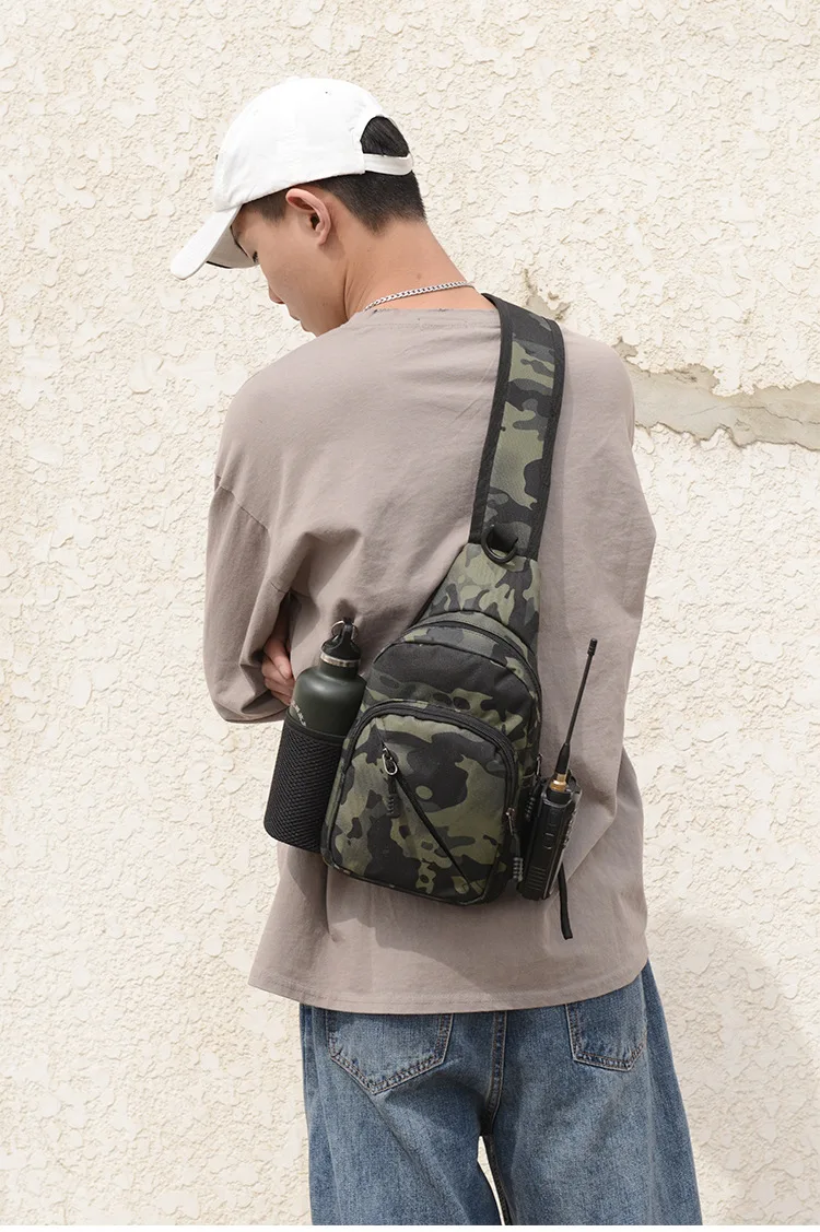 Men's Camouflage Premium Crossbody Bag Multi Functional Large Capacity Leisure Outdoor Sports Waterproof Chest Bag  Mens Bag