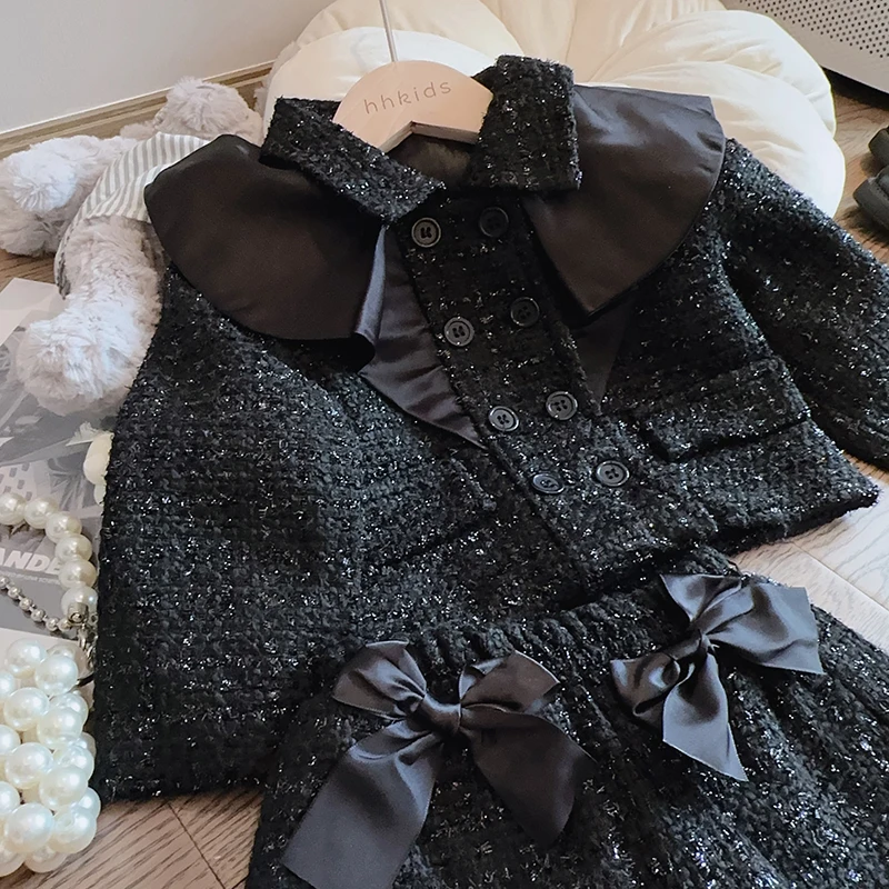 2-8 Years Girls Clothing Sets Spring Autumn New Fashion Tops+Shorts 2Pcs Little Princess Baby Suits Christmas Party Kids Clothes