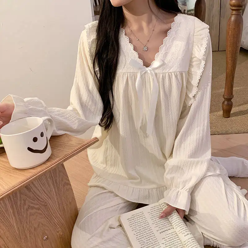 

Pajama Sets Wedding Women Pure Modal Fabric Sleeveless V Neck Nightwear Sleep Pants Lounge Set Homeclothes Breathable Moisture