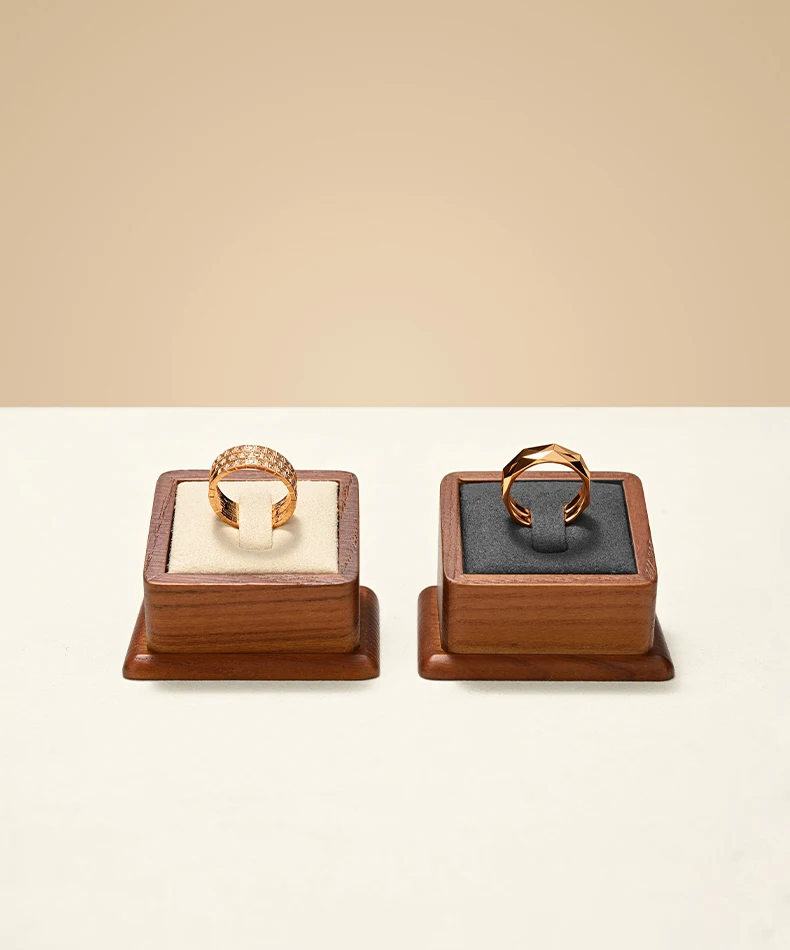 Oirlv Solid Wood Ring Holder,Square Single Ring Display Stand,Showcase Jewelry Display Bear Earrings Bracelet Jewelry Holder