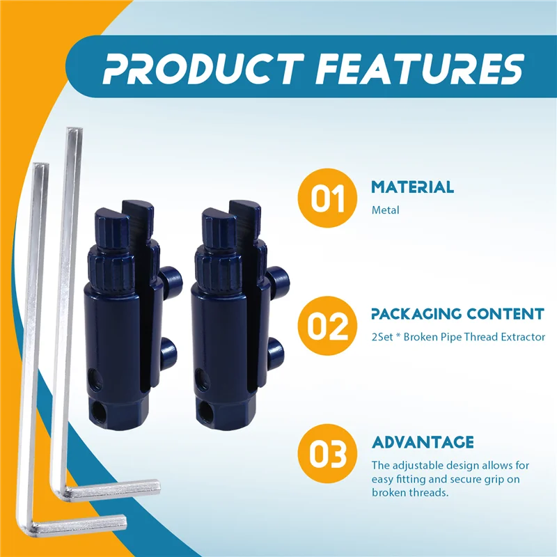 

N10R-2 Set DN15/20/25 Thread Removal Tool For 1/2-3/4-1 Inch Broken Pipes – Thread Extractor