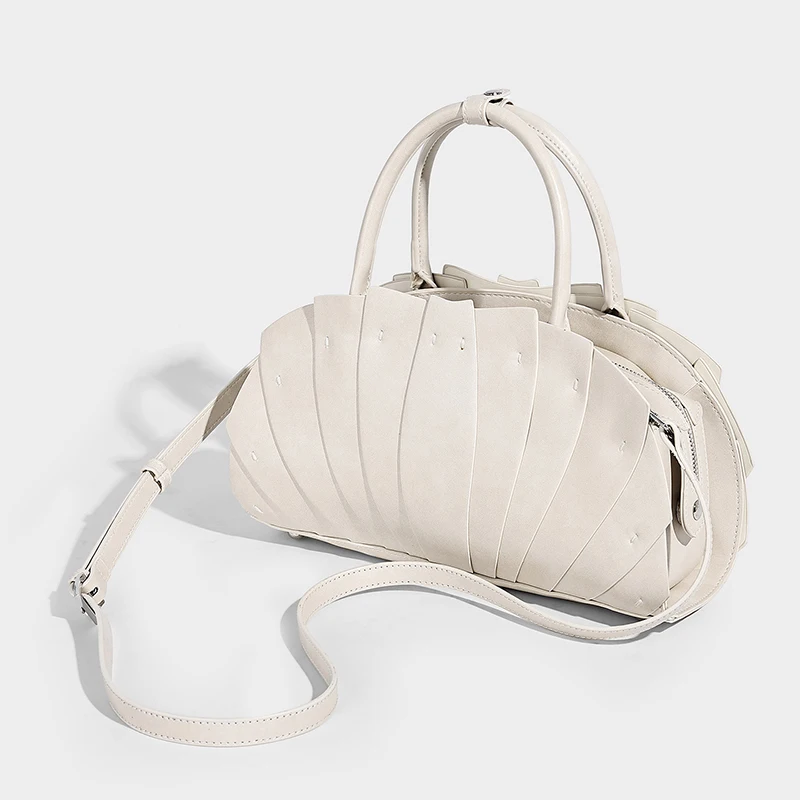 Fächerförmige Lotusblatt-Rüschen-Umhängetasche, Handgefertigte Patchwork-Tragetasche für Damen, Designer Trendige Pendler-Boho-Chic-Handtasche – Detail 16