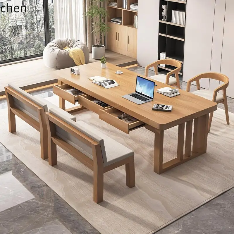 HT . Solid wood conference table with drawers Household long desk Living room negotiation business table