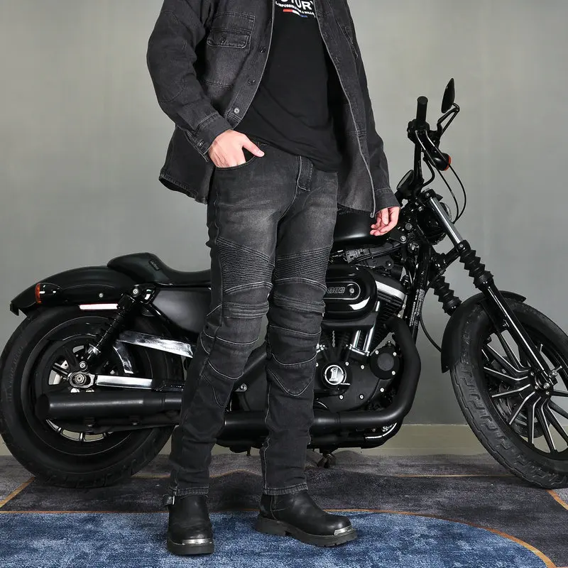 

2026 Fashion Motorcycle Riding Jeans Soft Elastic Wear-Resistant Fireproof Kevlar Protection On Hips And Knees Pants