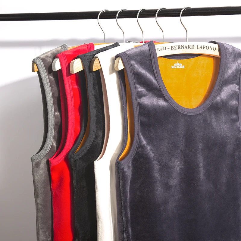 

Утепленная флисовая теплая майка с двойным рубчиком для мужчин, зимняя, с двойным велюром, для дома, без рукавов, с V-образным вырезом