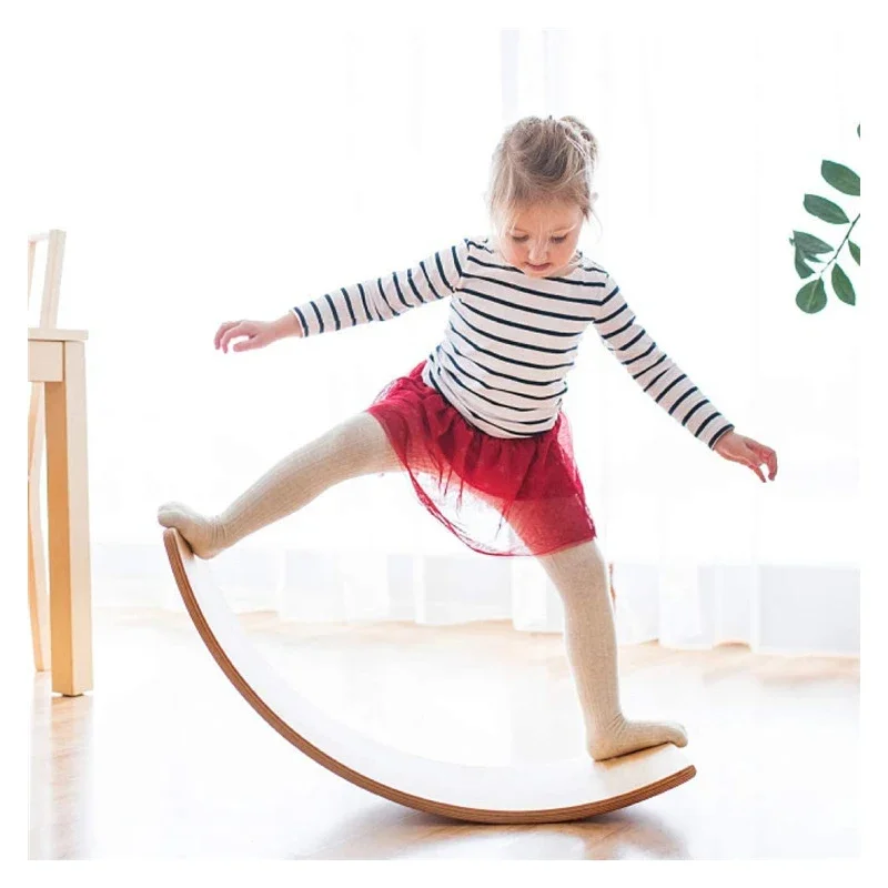 Wooden Balance Board Children Curved Seesaw Wobble Board Yoga Curvy Balance Board Sport Toys Bridge game Montessori Toys