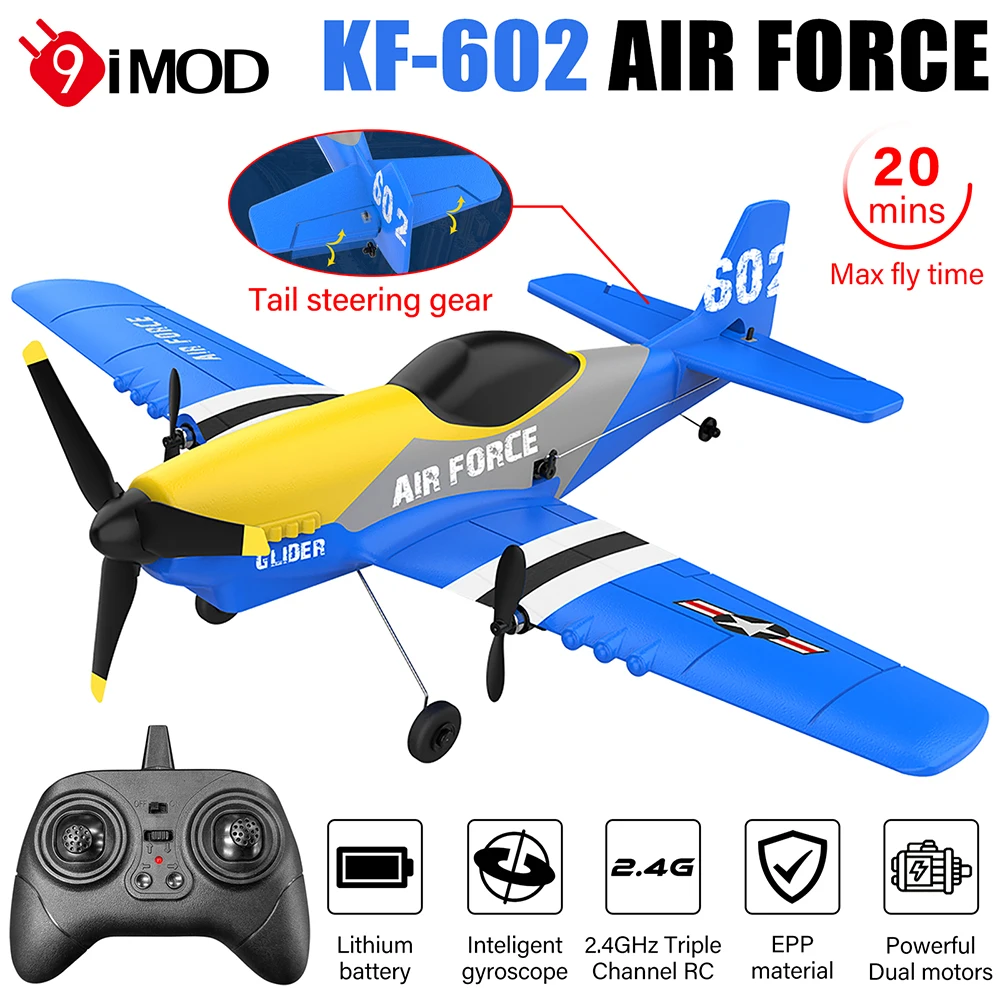 9IMOD KF602 RC Plane 2.4G 3CH EPP Foam Remote Control Drone Fixed Wingspan Glider Outdoor RTF RC Warbird Airplane