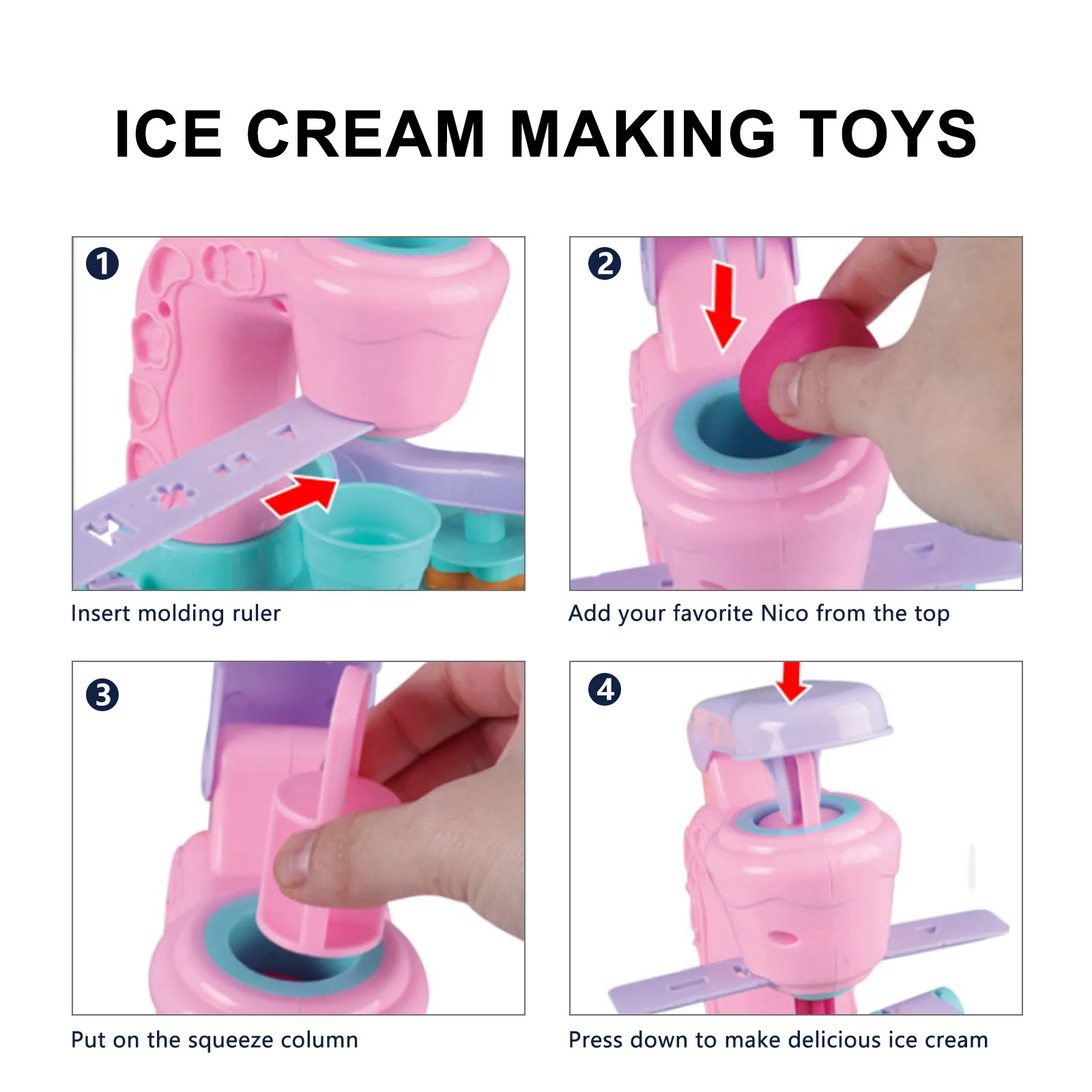 1Set Ice Cream Machine Playset Safe Environmental Materials Kids Simulation Making Fun Educational Pretend Clay Food Set