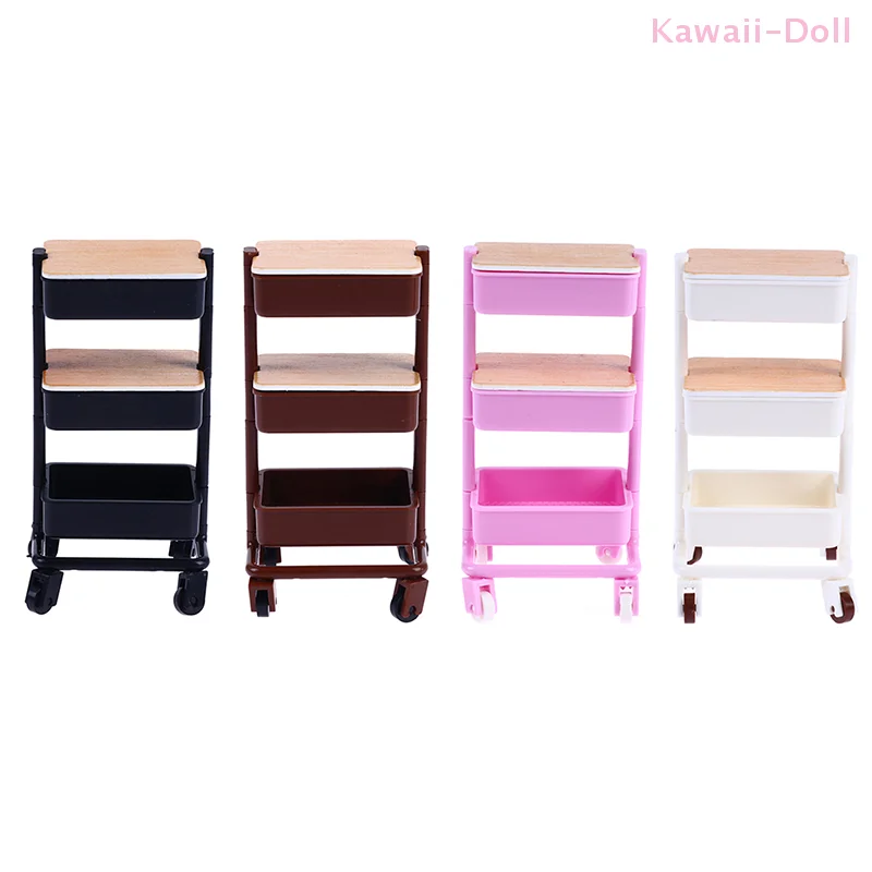 1Set Miniatur Trolley Esszimmer Warenkorb Möbel Mit Rädern Lagerung Display Regal Modell 1:12 Puppenhaus Bücherregal Dekor Spielzeug