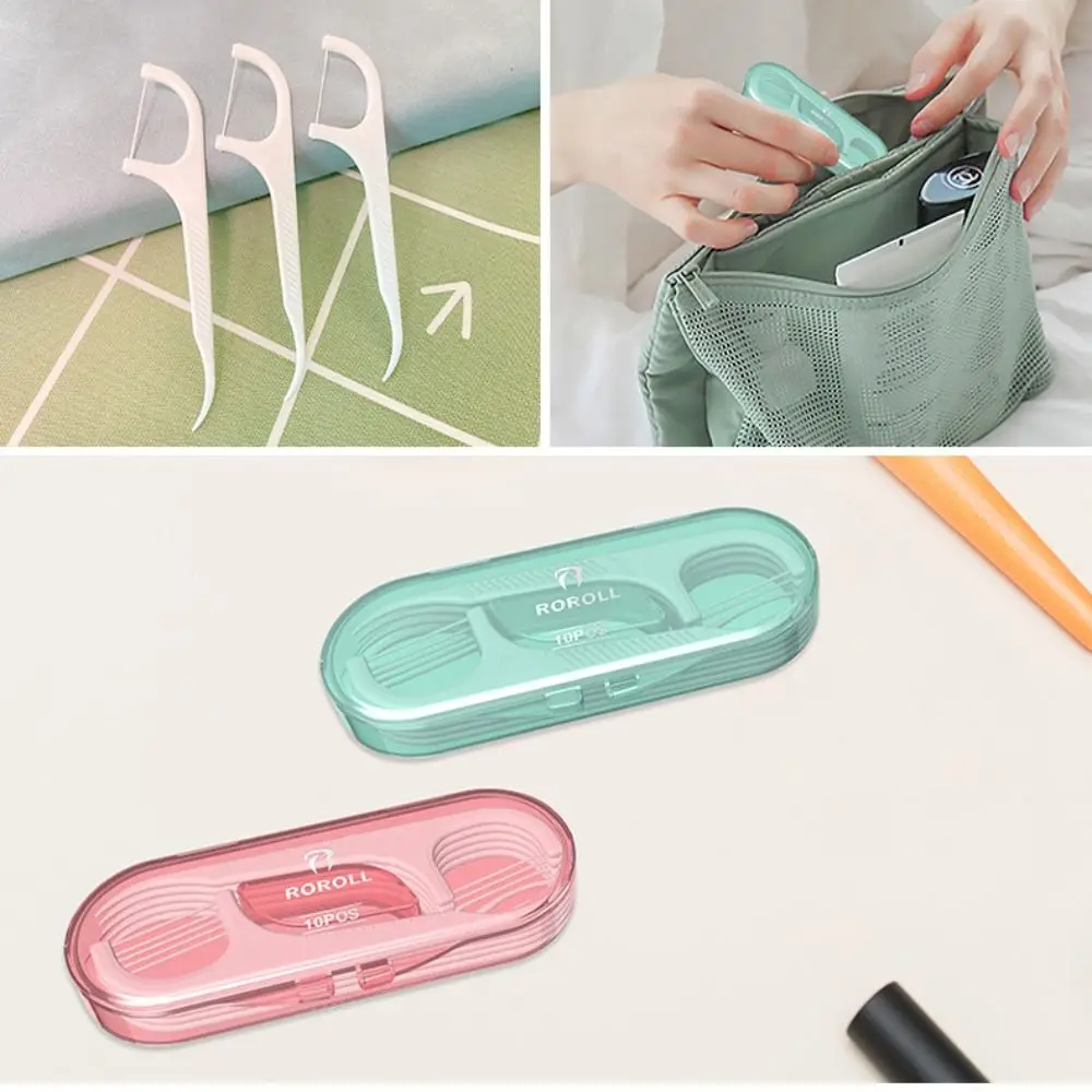 10 Pcs/box Dustproof Floss Toothpick Set Mini Oral Cleaning Floss Pick Dispenser Dental Floss Container Plastic