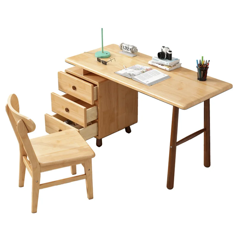 Retractable solid wood study table and chair household bedroom small apartment environmentally friendly writing desk