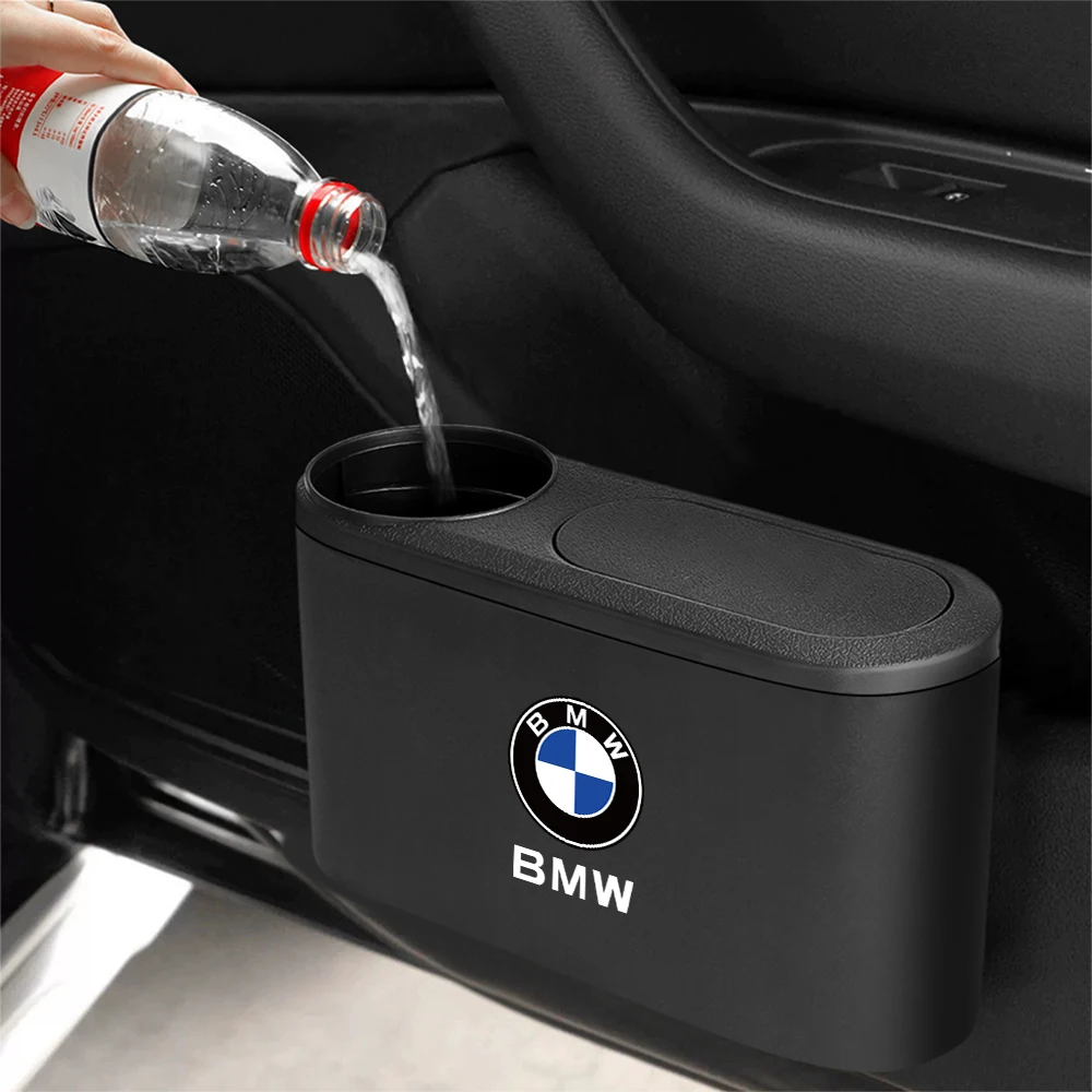 Car Trash Can Hanging Trash Bin With Drink Holder Organizer Box For BMW E36 E46 E53 E90 E60 E61 E93 X1 X2 X3 X5 X7 M Performance