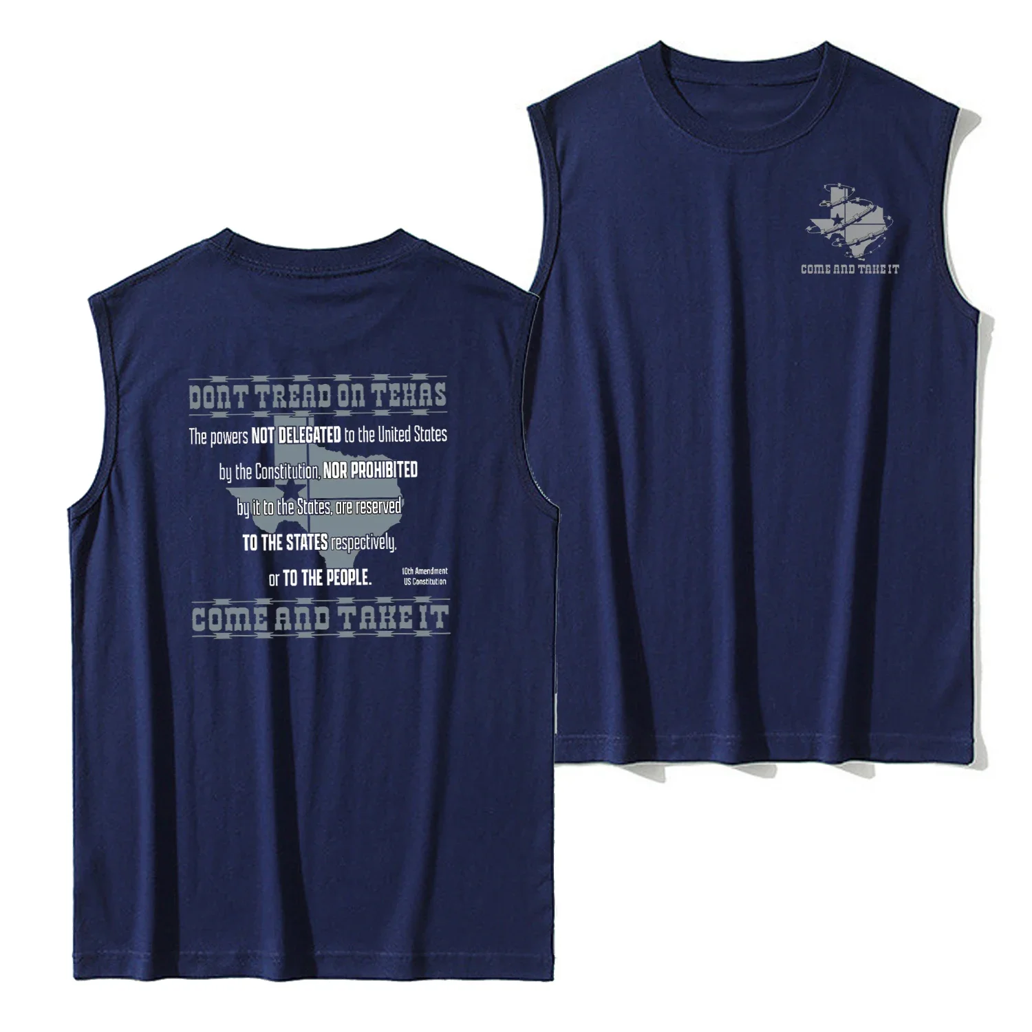Don't Tread on Texas. US Constitution 10th Amendment Tanktop 100% Cotton O-Neck Summer Casual Mens Tank Tops Sleeveless Tee