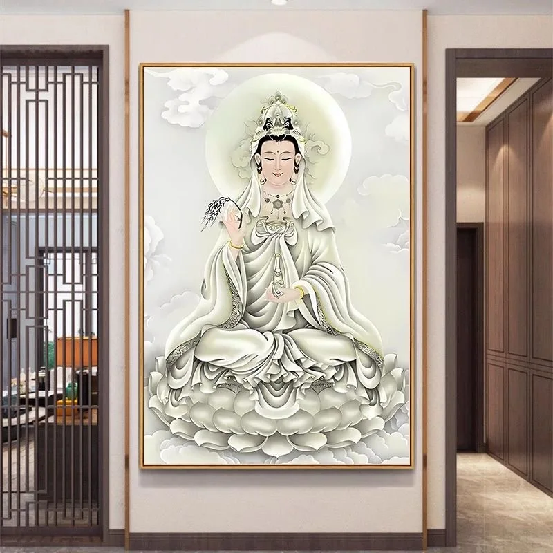 2025 Guanyin Bodhisattva Religious Cross Stitch Embroidery Kit-Buddha Goddess of Mercy 11ct Fabric Painting Needlework for Adult