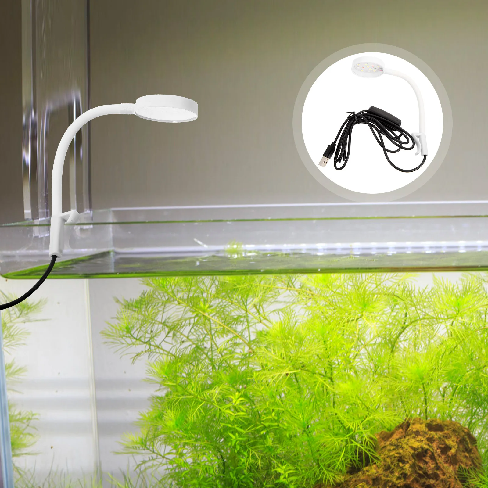 Household Fish Tank Light Lighting Small Aquarium Supply Reusable Lamp Major White