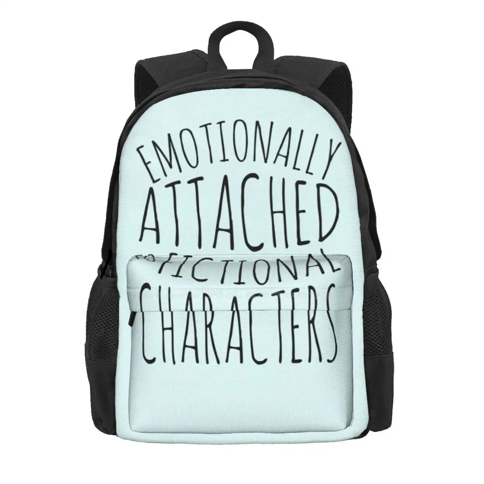 Emotionally Attached To Fictional Characters #Black Hot Sale Schoolbag Backpack Fashion Bags Book Lover Books Geek Nerd