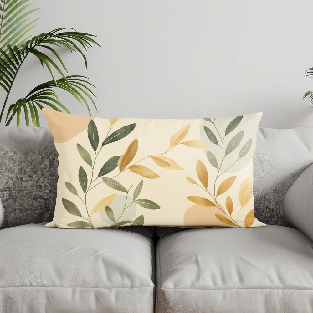 Home Decor Leafy Branch Pattern Rectangle Pillow Suitable For Sofa Bedroom Car Pillow Cover Cushion Rectangular Back Cushion
