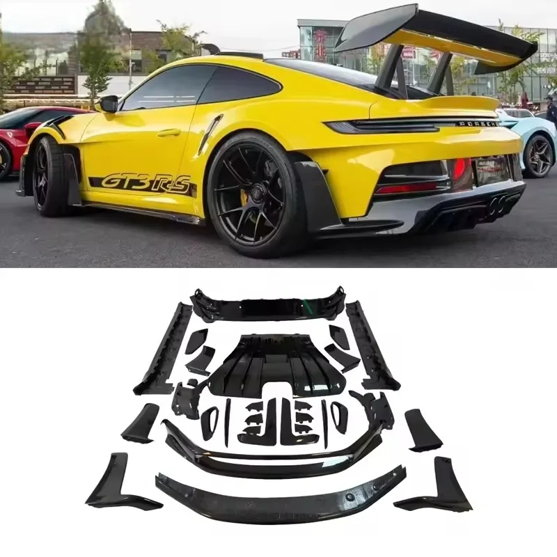 New  for 911 992 GT3RS OEM Style Dry Carbon  Front Bumper Lip Hood Side Skirts Vents Diffuser Spoiler