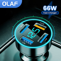 Olaf 66W USB C Car Charger 4 Ports Fast Charging PD Charger for Mobile Phone in Car Cigarette Lighter Adapter for iPhone Huawei