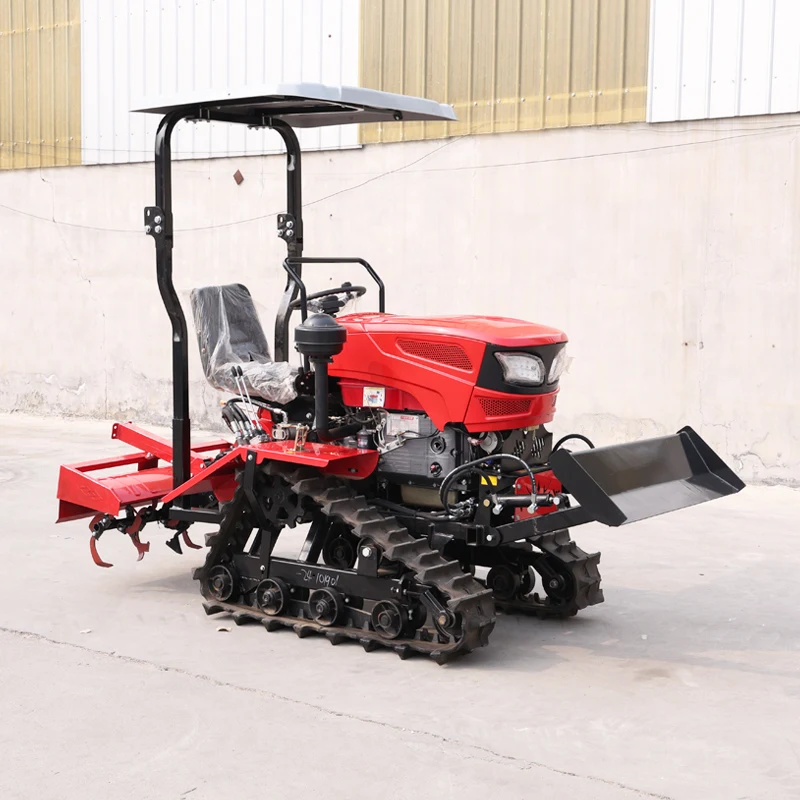 

Customized Rotary Tiller Agricultural Plowing Machine with Canopy, Crawler Small Rotary Tiller for Field Cultivation