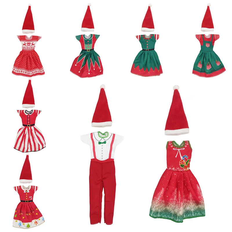 Fashion Christmas Dress Outfit Hats for 11 inch 30cm Doll Clothes Accessories