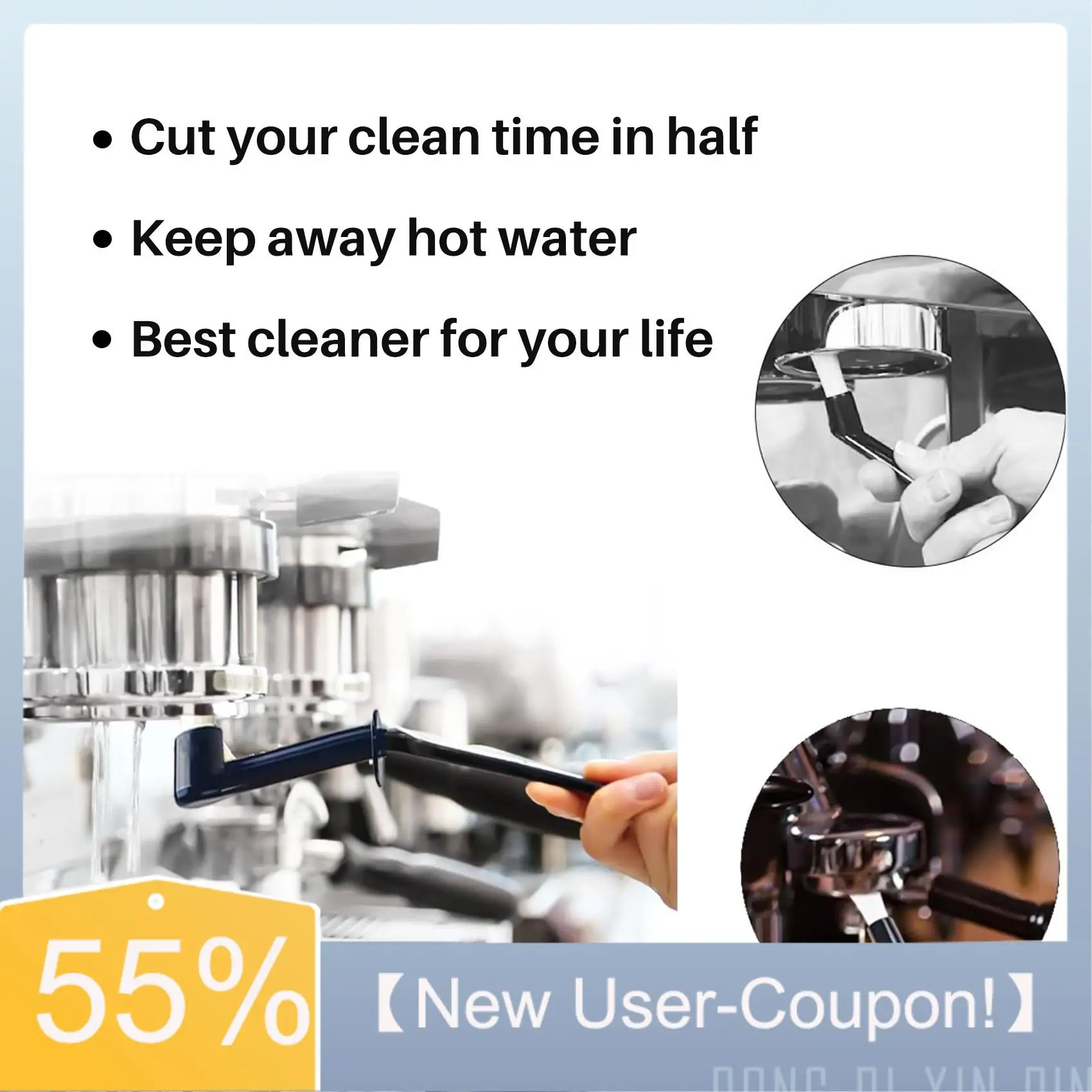 【Fast Delivery】Coffee Machine Cleaning Brush With Spoon Tool Set For Espresso Machine Group Head,Pack Of 3,Black