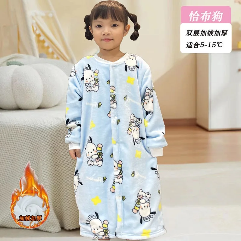 ชุดนอนซานริโอ้ คุโรมิ มายเมโลดี้ ลายการ์ตูนอนิเมะน่ารัก ผ้าฟลีซอุ่นสบาย แบบชุดเดียว สำหรับเด็กผู้หญิง ใส่ได้ทั้งฤดูใบไม้ร่วงและฤดูหนาว