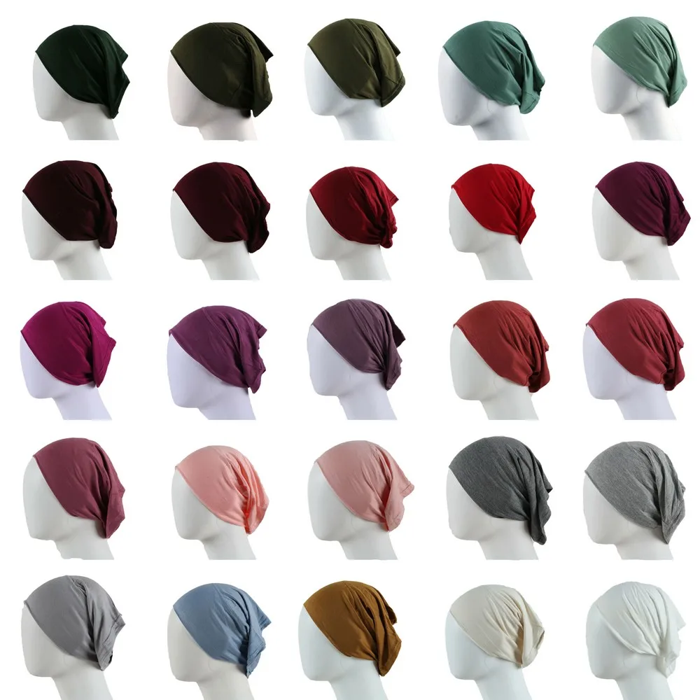 Topi jilbab dalam Modal lembut topi Turban melar Muslim topi Dalaman kerudung wanita topi tabung Turban wanita