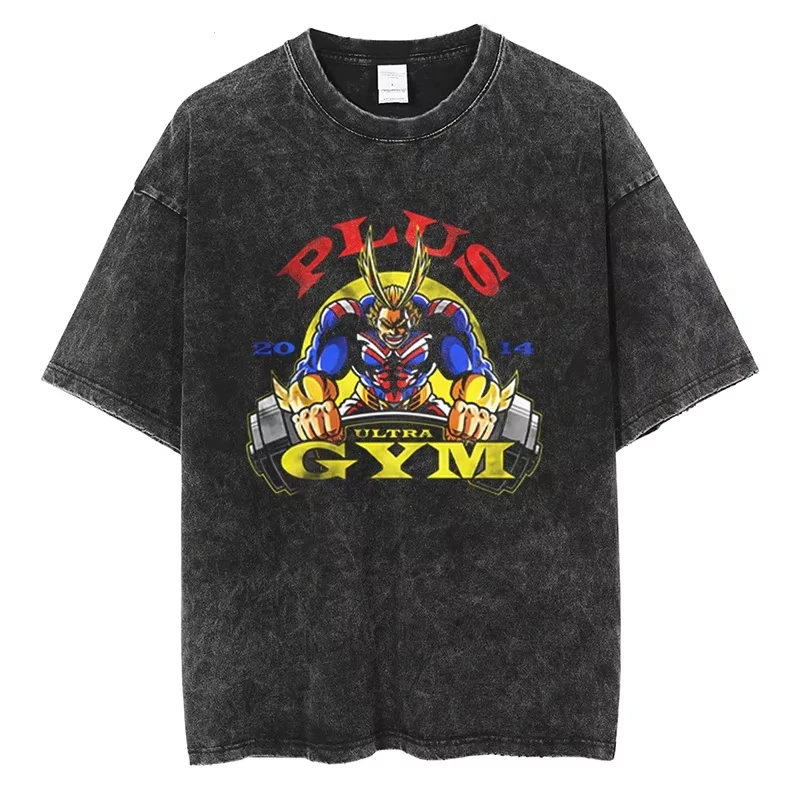 Gym Dragon Ball Vintage Harajuku Vintage Gewassen T-shirt Katoen Mannen Hip Hop Streetwear Oversized Vrouwen Korte Mouw Unisex Y2k