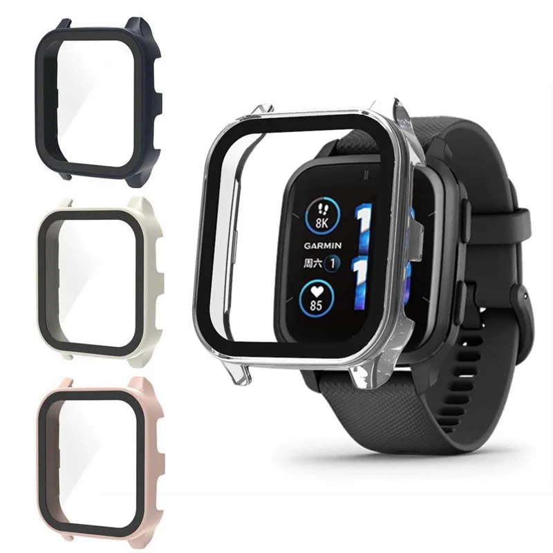 Hard Edge Shell Screen Glass Protector Film Frame Case For Garmin Venu SQ 2 Smart Watch Protective Cover SQ2 Music Accessories