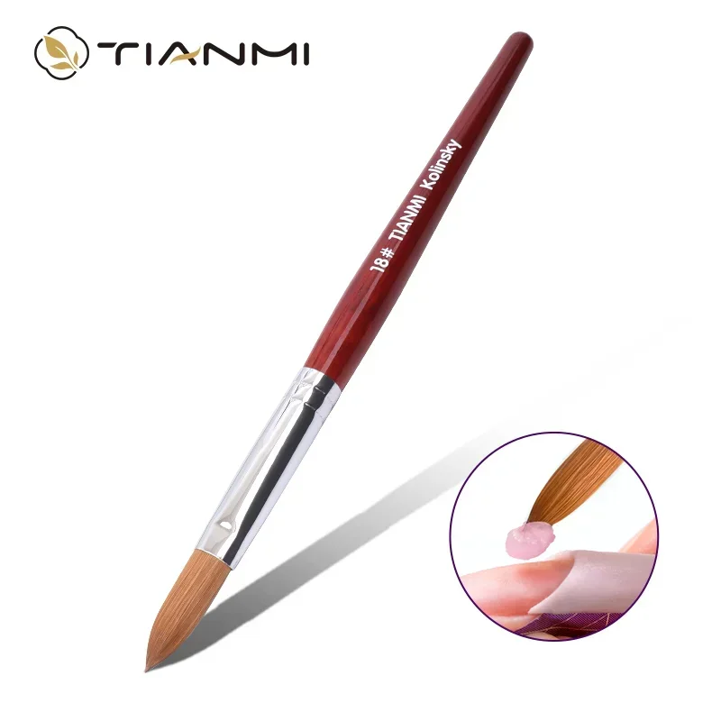 TIANMI Kolinsky Hair Nail Brush Quality Nail Art Brush Wood Handle Gel Polish Builder Manicure Tools Drawing Painting Brush