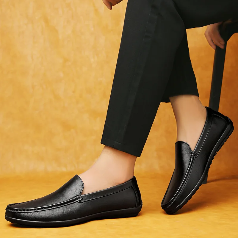 

Men's Casual Soft Leather oes Driving Comfortable Breathable round Toe Busin Casual Slip-On Rubber Outsole Faion Men's...