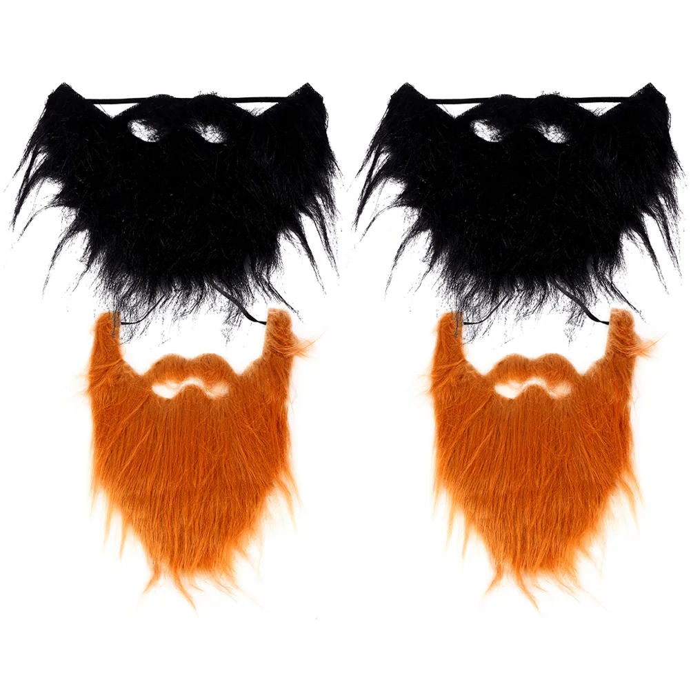 4 PCS Flannel Beard Vivid Fake Funny Party False Mustache Make up Plush Cloth Props Man Whiskers