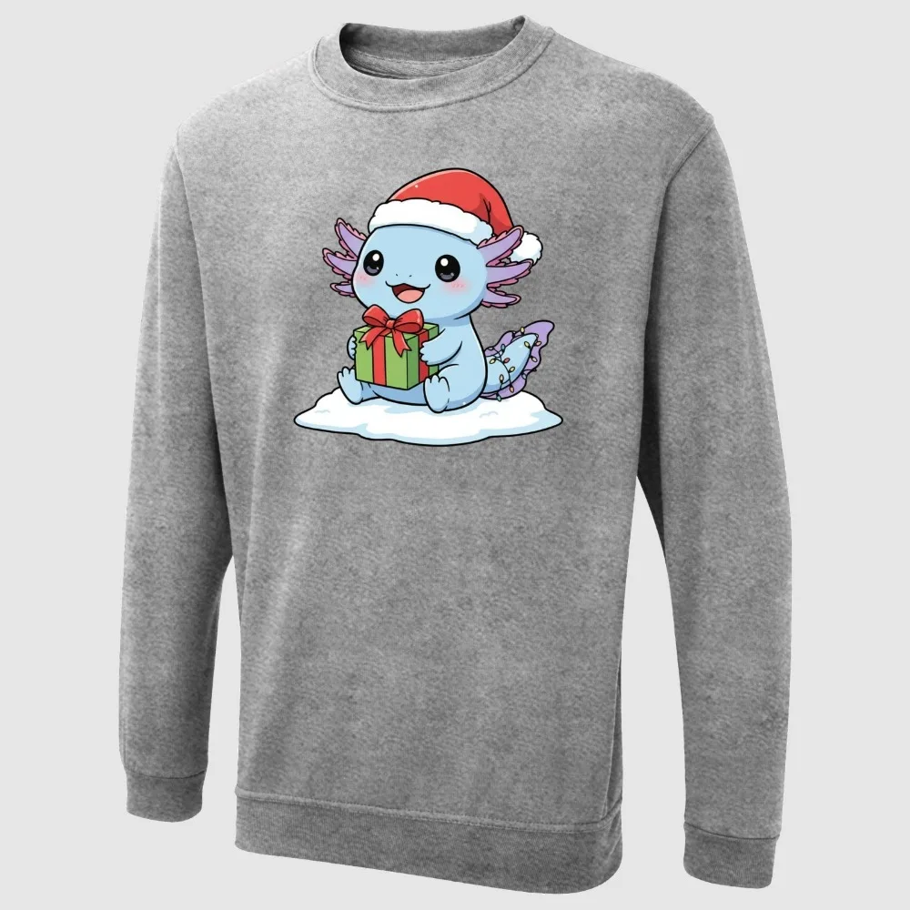 Рождественский свитшот AXOLOTL с принтом, забавный рождественский праздничный подарок, зимний джемпер, женская толстовка с капюшоном унисекс, топы с капюшоном, семейный праздничный подарок