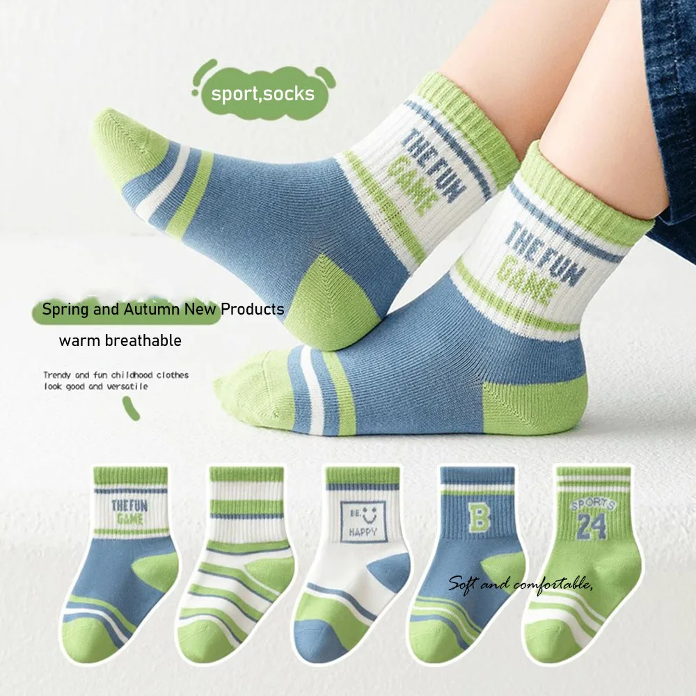 10pairs 1-14Years Moisture Wicking And Breathable Mid-tube Socks High Strength And Good Elasticity Comfortable and Easy-to-Wear