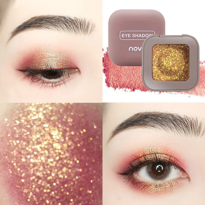 Novo Strong Stickiness Eye Ehadow High Gloss Polarized Glitter Hottest Single Eyeshadow Palette Carry Easily Cosmetics Makeup