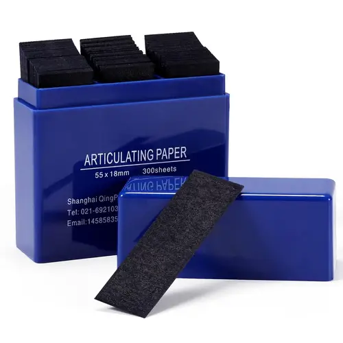 Imagen 2 del producto 300 unids/caja Material Dental papel articulado rojo/azul tamaño 55mm * 18mm Material de cuidado bucal de próstodón Dental para occlu preciso