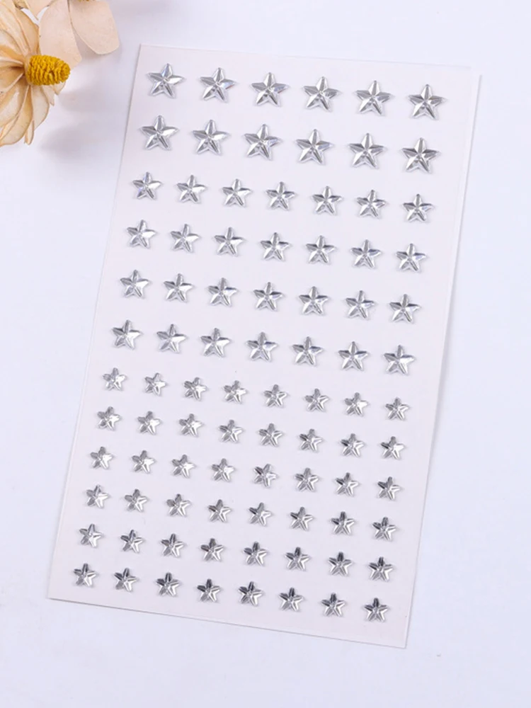 1PC Crystal Tattoo Sticker Glitter Star Shape Face Jewelry for Women Eyeliner Eyebrow Face Makeup Rhinestone Temporary Tattoo